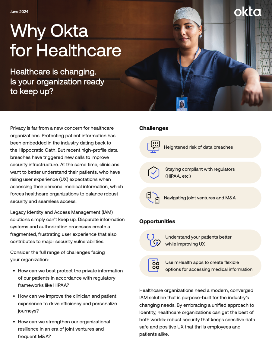 Why Okta for Healthcare Okta